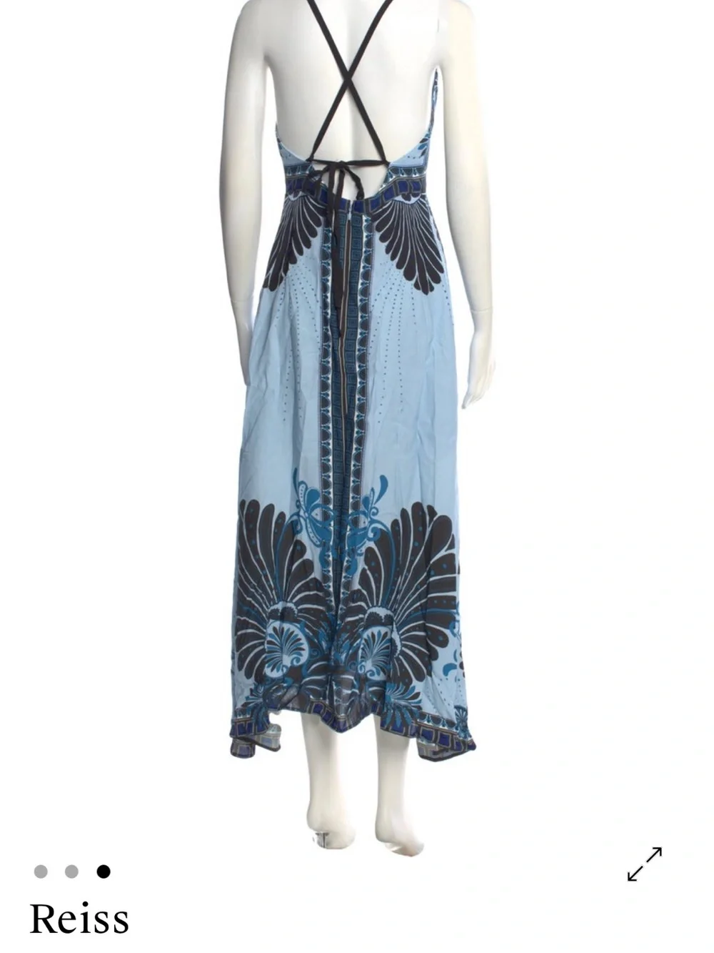 Reiss Emerson Printed V-Neck Maxi Dress in Blue - Picture 7 of 7